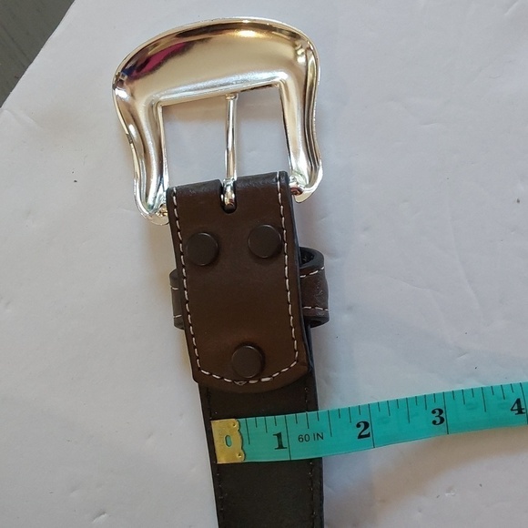 Nocona Mens Black leather belt Silver Buckle/ Conchos Brown inlay Sz.44 - Picture 9 of 9